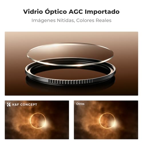 Detalle de K&F CONCEPT 67mm Filtro ND1000000 para Eclipse Solar – Certificado ISO 12312-2