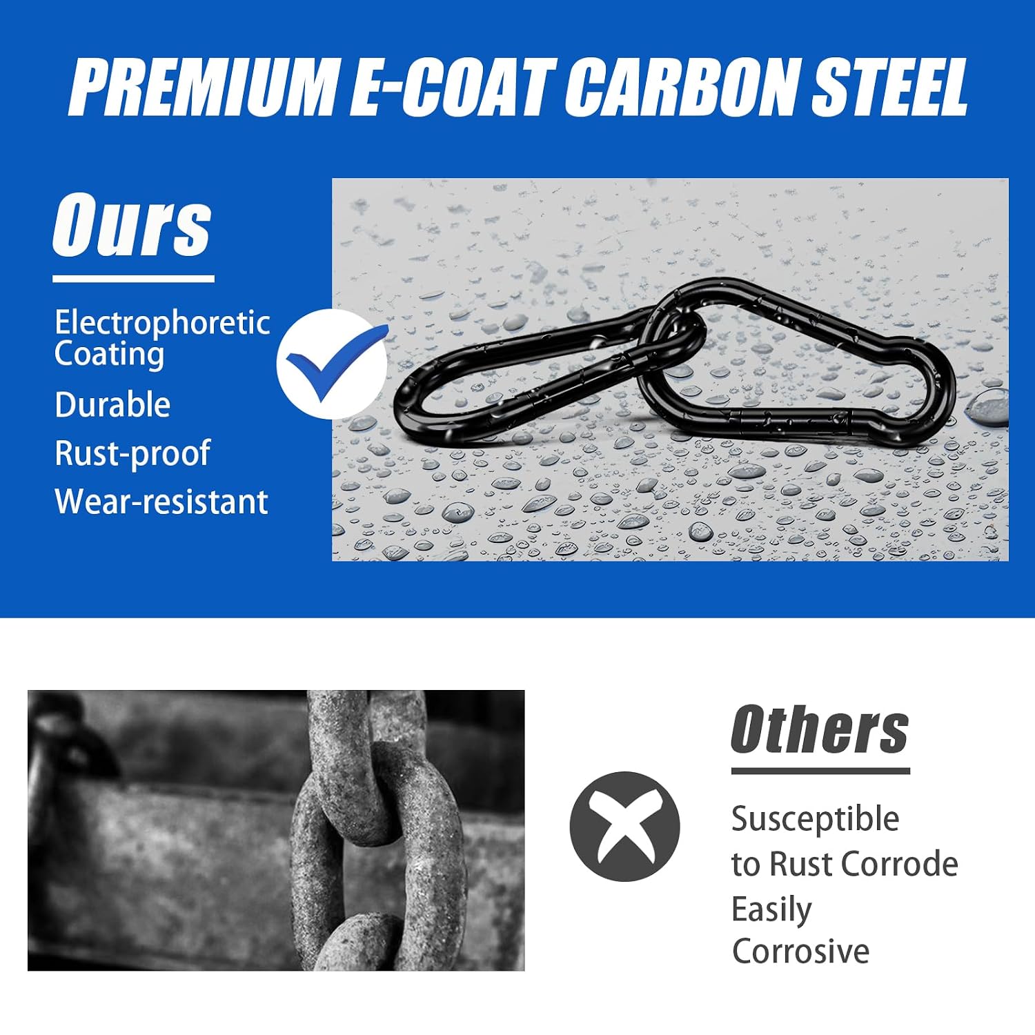 Detalle 2 de KINLINK 1.57-Inch Spring Snap Hooks, Black Carbon Steel, 10-Pack