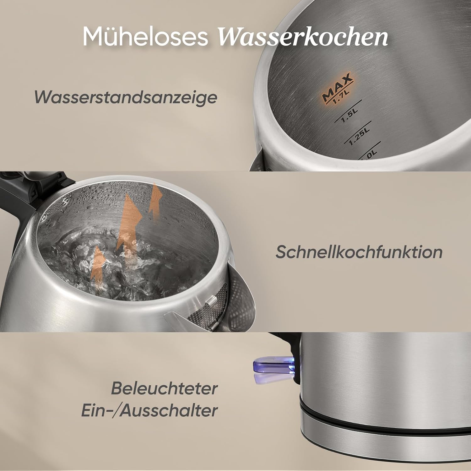 Detalle 2 de COSORI Wasserkocher Edelstahl 1,7 L 🍵