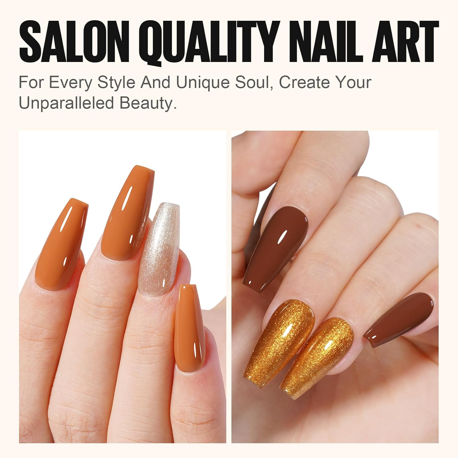 Thumbnail 5 de TOMICCA UV Nagellack Braun Set (4 Farben) – Herbst-Braun Glitzer Collection, 8 ml, Gel Nagellack für UV/LED