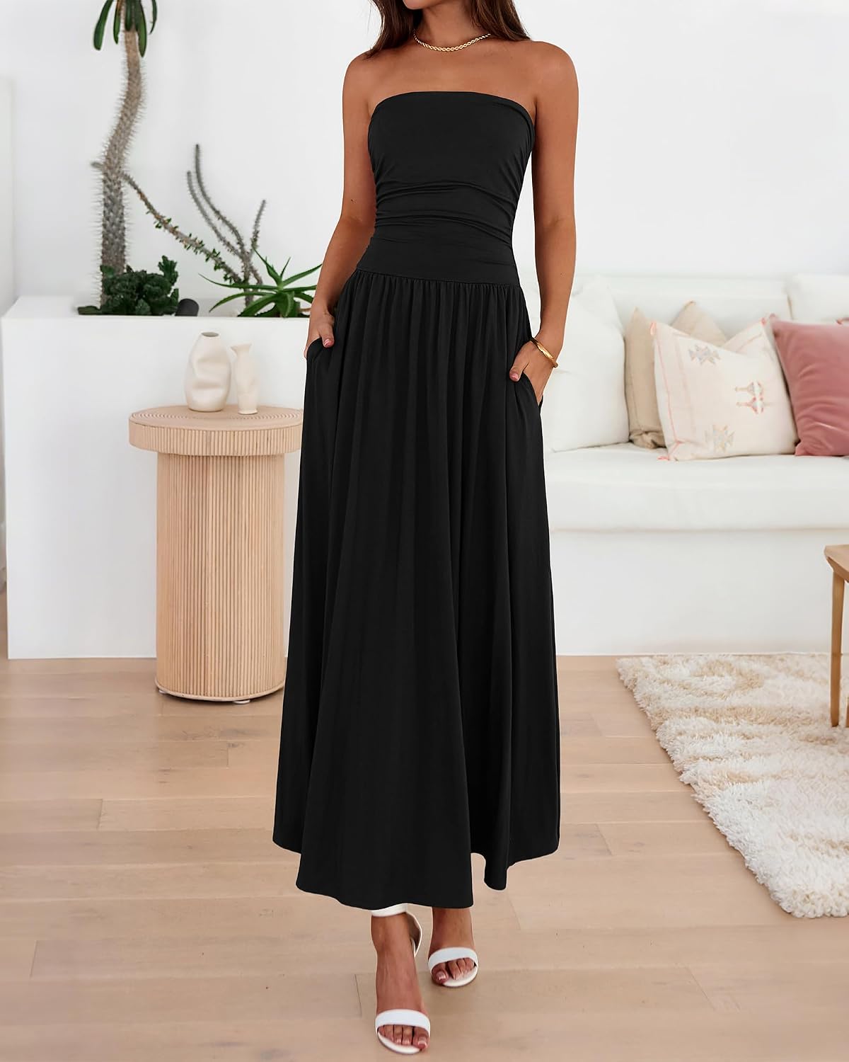 Detalle 2 de BTFBM Strapless Maxi Dress with Pockets
