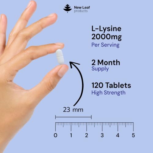 Detalle de New Leaf L-Lysine Tablets 2000mg – 2 Month Supply, 120 Vegan Tablets, Made in the UK