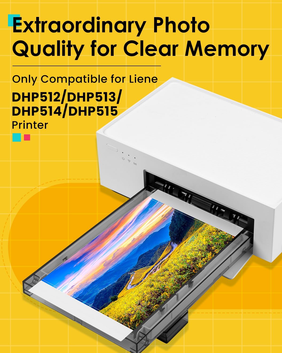 Detalle de COLORTY 4x6 Photo Paper and Ink Refill, 160 Sheets, 4 Cartridges