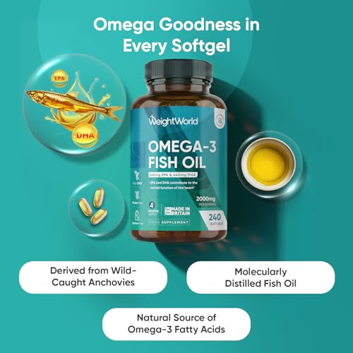 Detalle 2 de Omega 3 Fish Oil 2000mg (660mg EPA & 440mg DHA) 240 Softgels by WeightWorld
