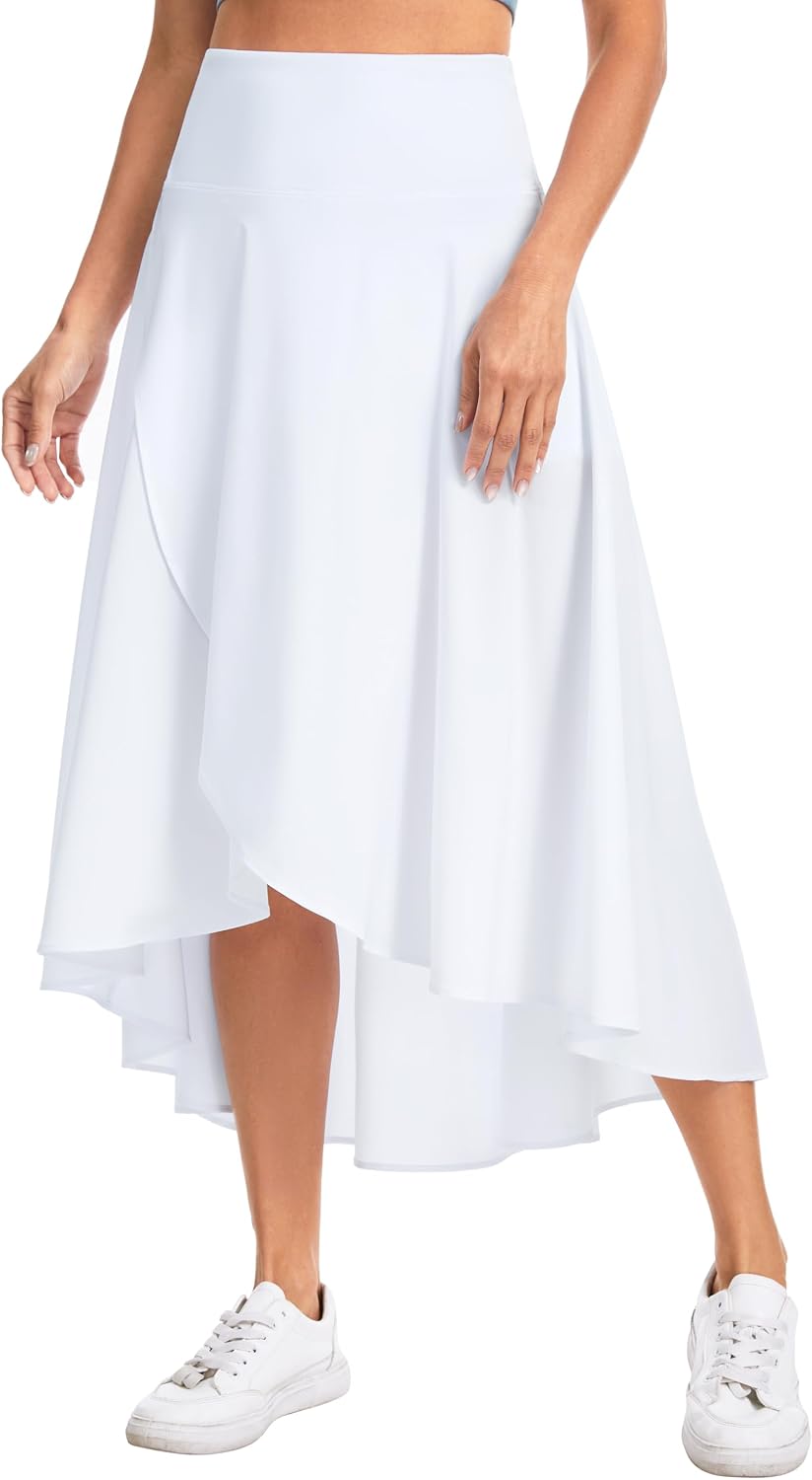 Detalle de THE GYM PEOPLE Women's Long High-Low Maxi Skort with Built-In Shorts and Pockets
