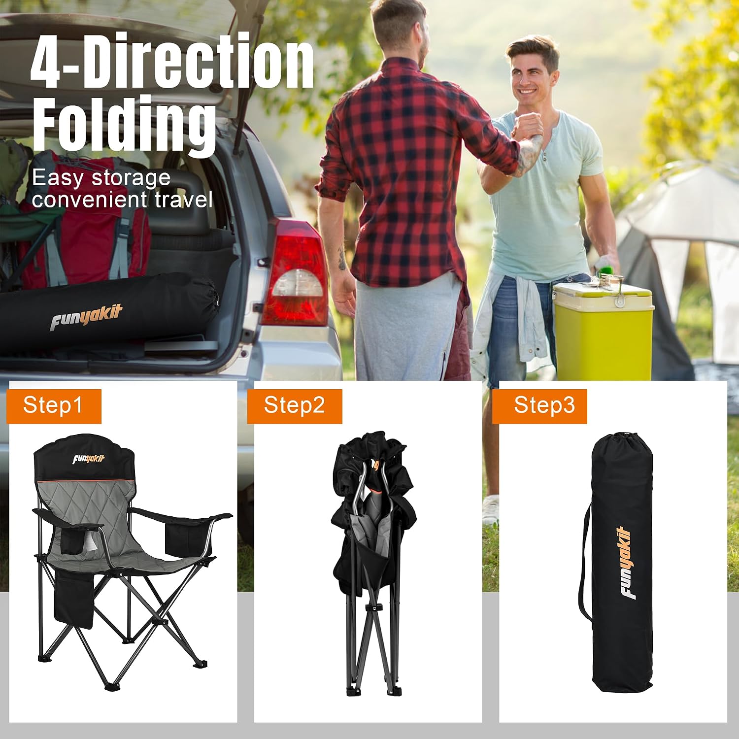 Thumbnail 6 de FUNYAKIT FYK-006-2PCS-CA Camping Chairs, Padded with Cooler Pouch