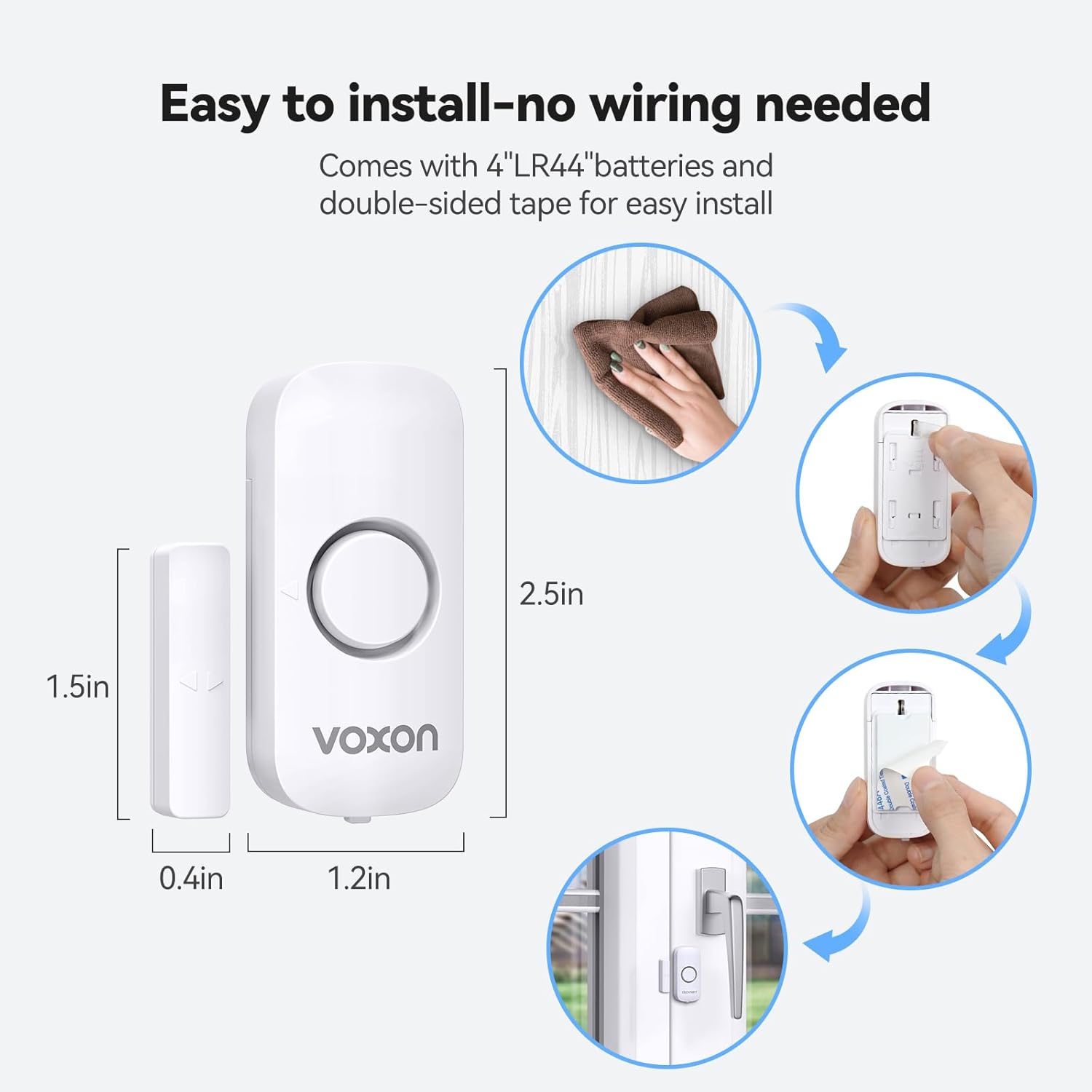 Thumbnail 2 de VOXON Wireless Door and Window Alarm Sensor 2-Pack (100dB) for Home, Shop & Kids Safety
