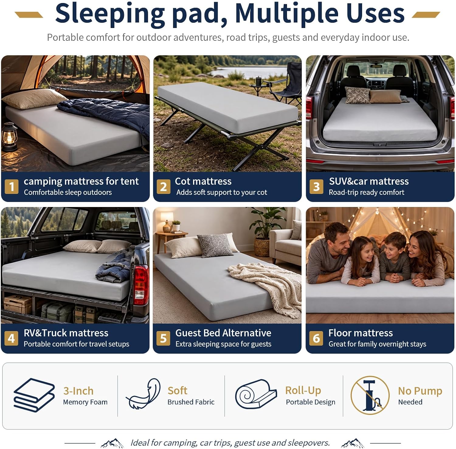 Detalle de CYMULA Camping Mattress Pad Memory Foam
