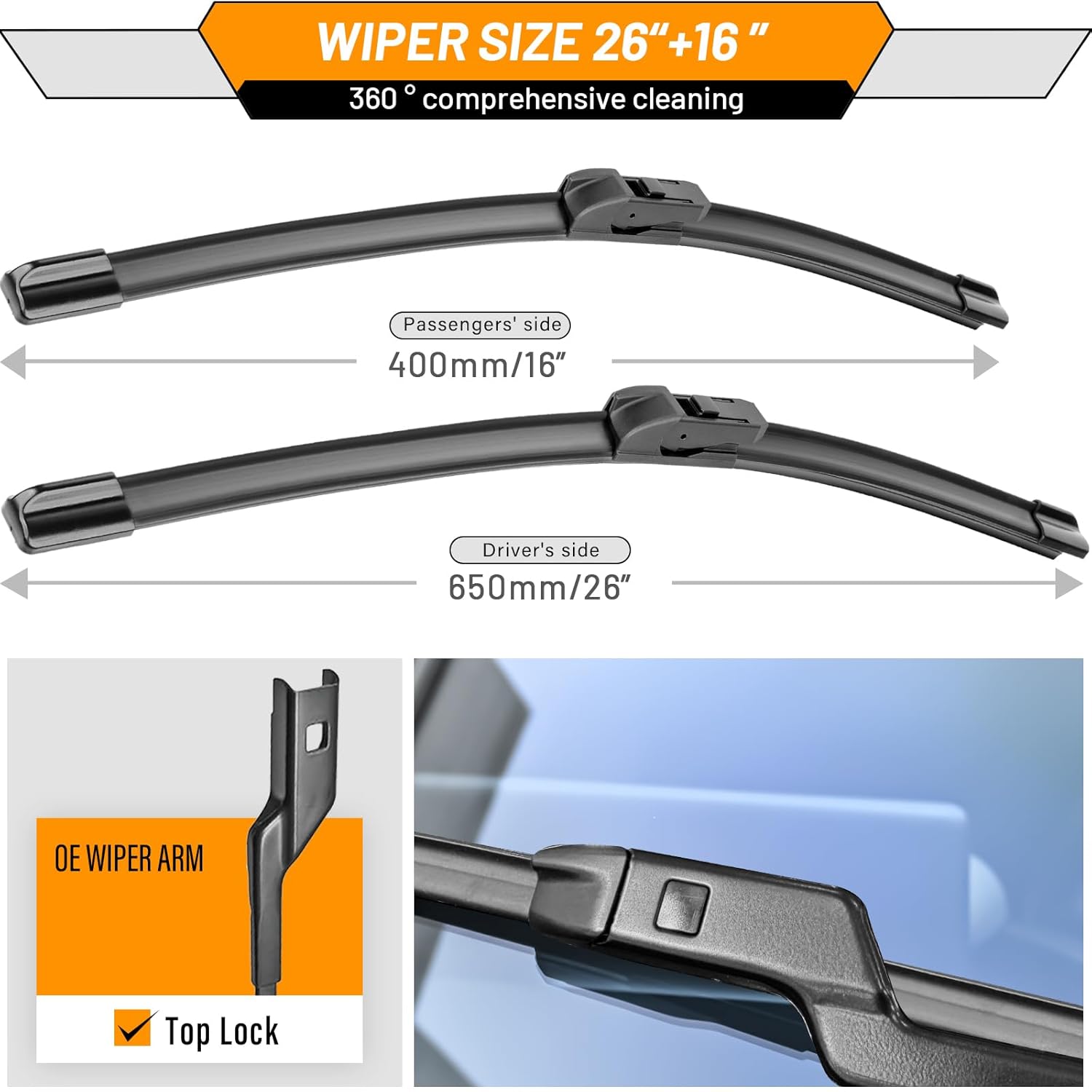 Thumbnail 2 de AUTOBOO 26" + 16" Windshield Wipers Replacement for Chevy Trax 2024–2025 (Pack of 2)