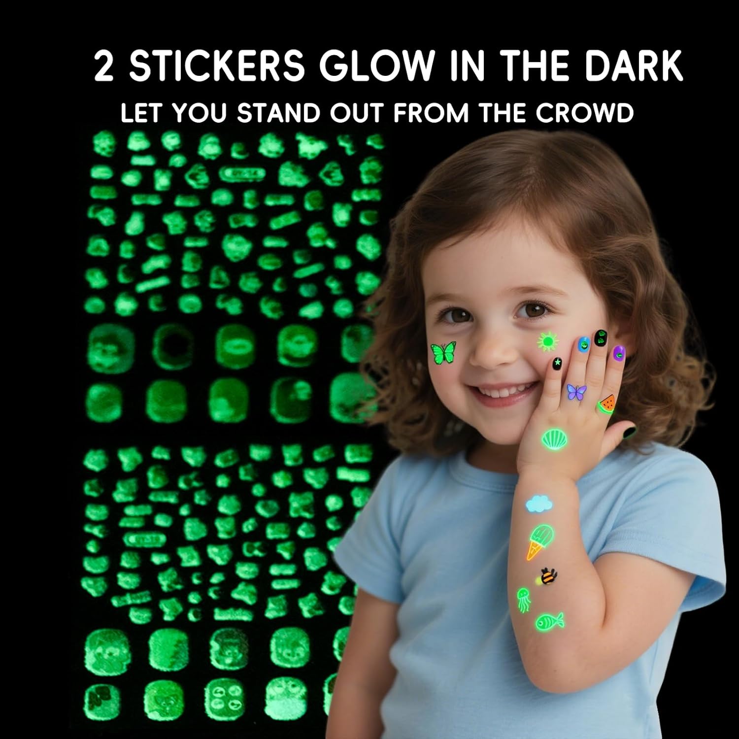 Thumbnail 2 de Aieenjor : lot de 70 vernis à ongles pour enfants avec autocollants phosphorescents (6 couleurs) pour Halloween