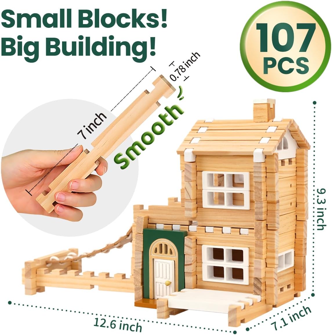Thumbnail 2 de Jovi-mindly & Notchies 107-Piece Wooden Blocks with Door and Windows (No Printed Manual) for Ages 4–8