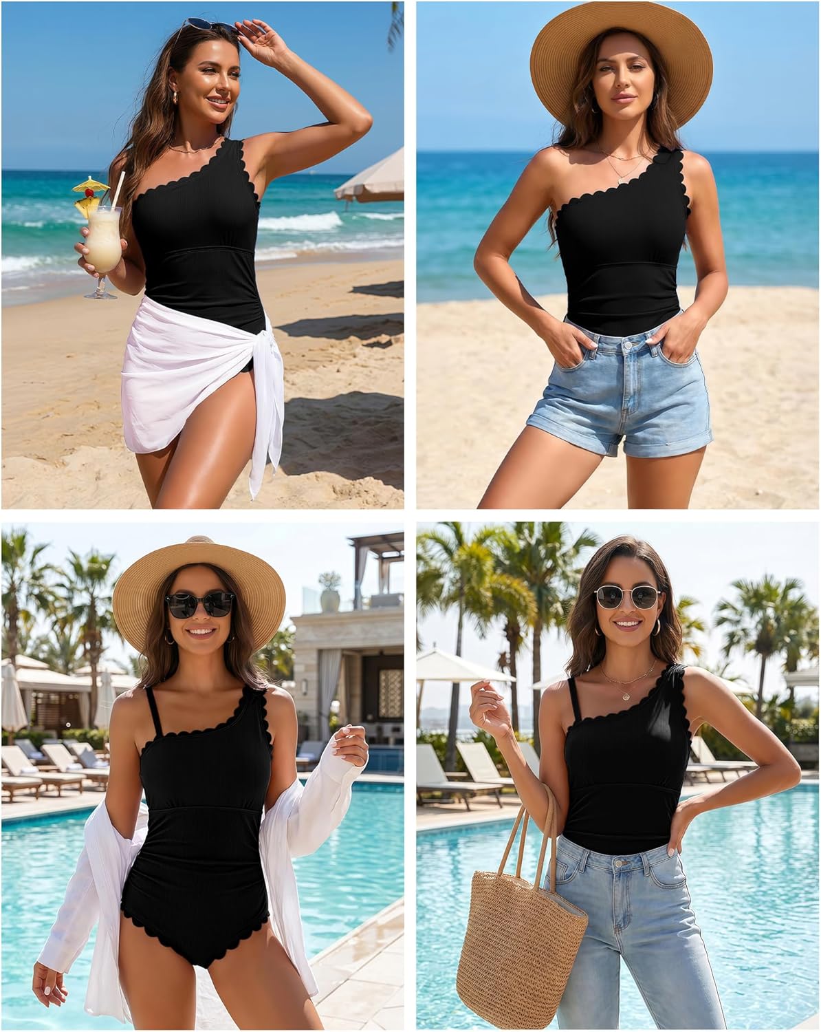 Thumbnail 5 de Charmo One Shoulder Swimsuit Ribbed Cutout