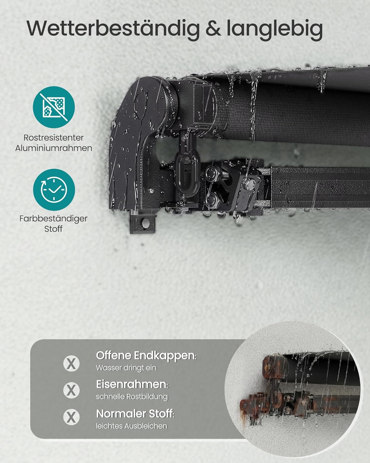 Thumbnail 2 de SONGMICS Gelenkarmmarkise GSA306GZ01 (300 x 250 cm) mit Handkurbel – UPF 50+ Sonnenschutz fürs Balkon-Setup