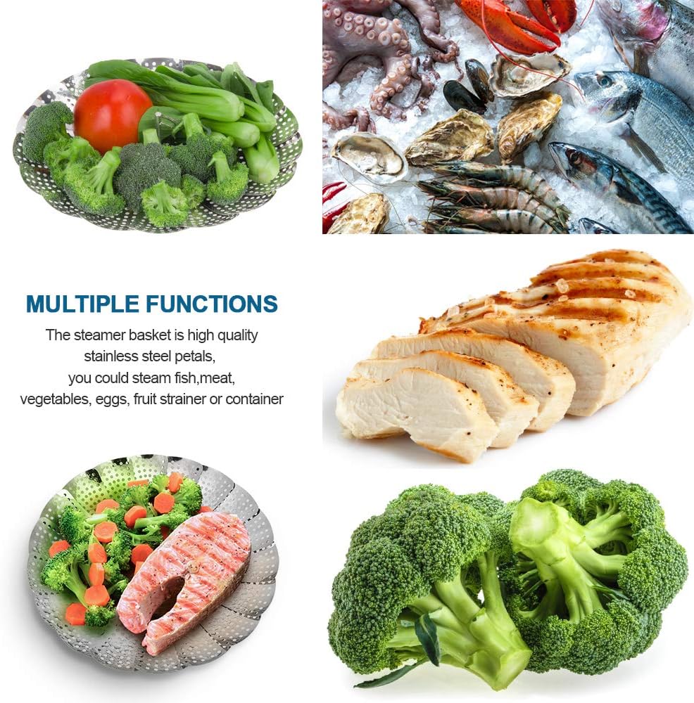 Detalle 2 de SAYFINE Premium Vegetable Steamer Basket — Stainless Steel, Folding Expandable to 9.2