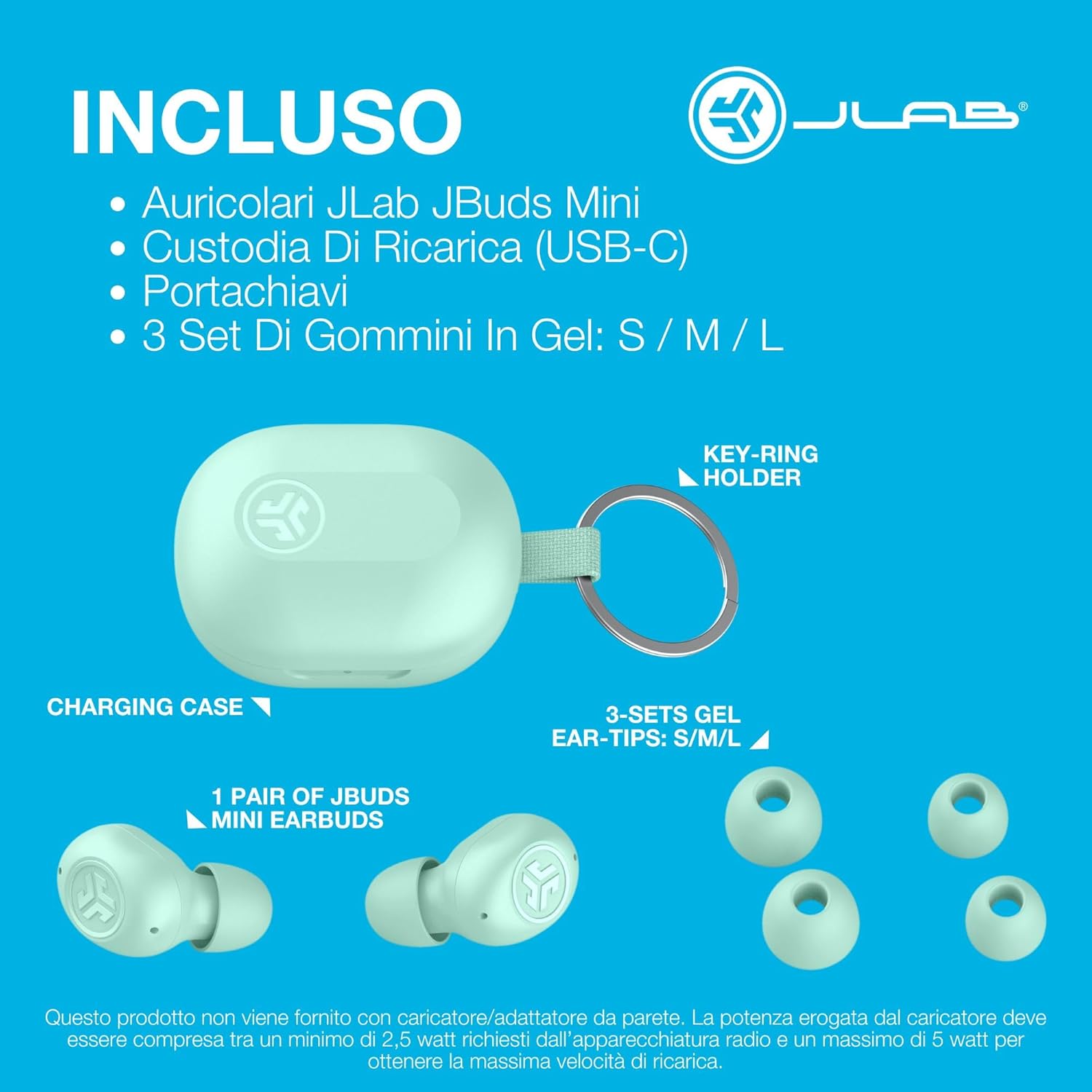 Thumbnail 6 de JLab JBuds Mini Auricolari Bluetooth true wireless in-ear con custodia e 20H+ autonomia, menta