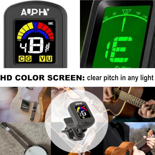 Detalle 2 de AUPHY GT100 Rechargeable Clip-On Tuner for Guitar, Ukulele, Violin and More