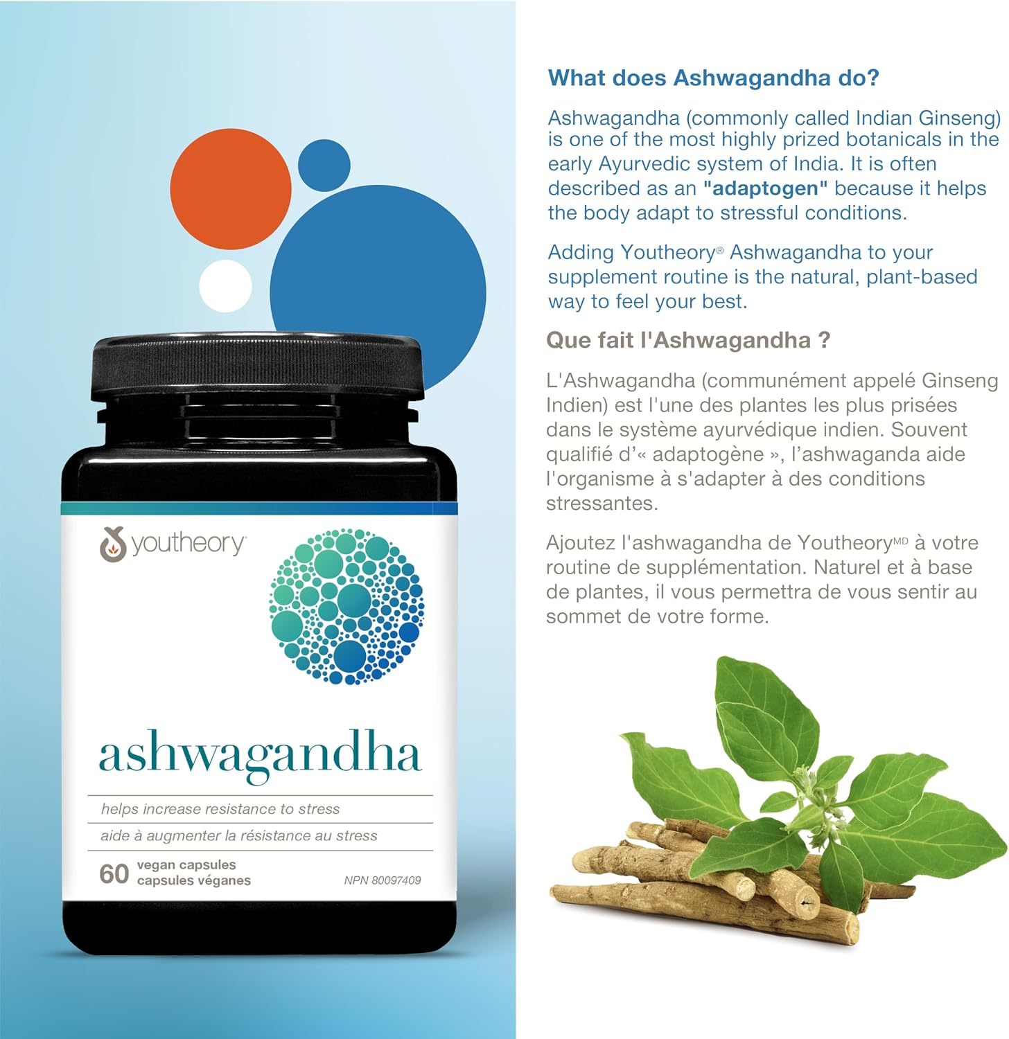 Detalle 2 de Youtheory Ashwagandha Capsules, 7,200 mg Equivalent, KSM-66 and Ginger, 60 Count