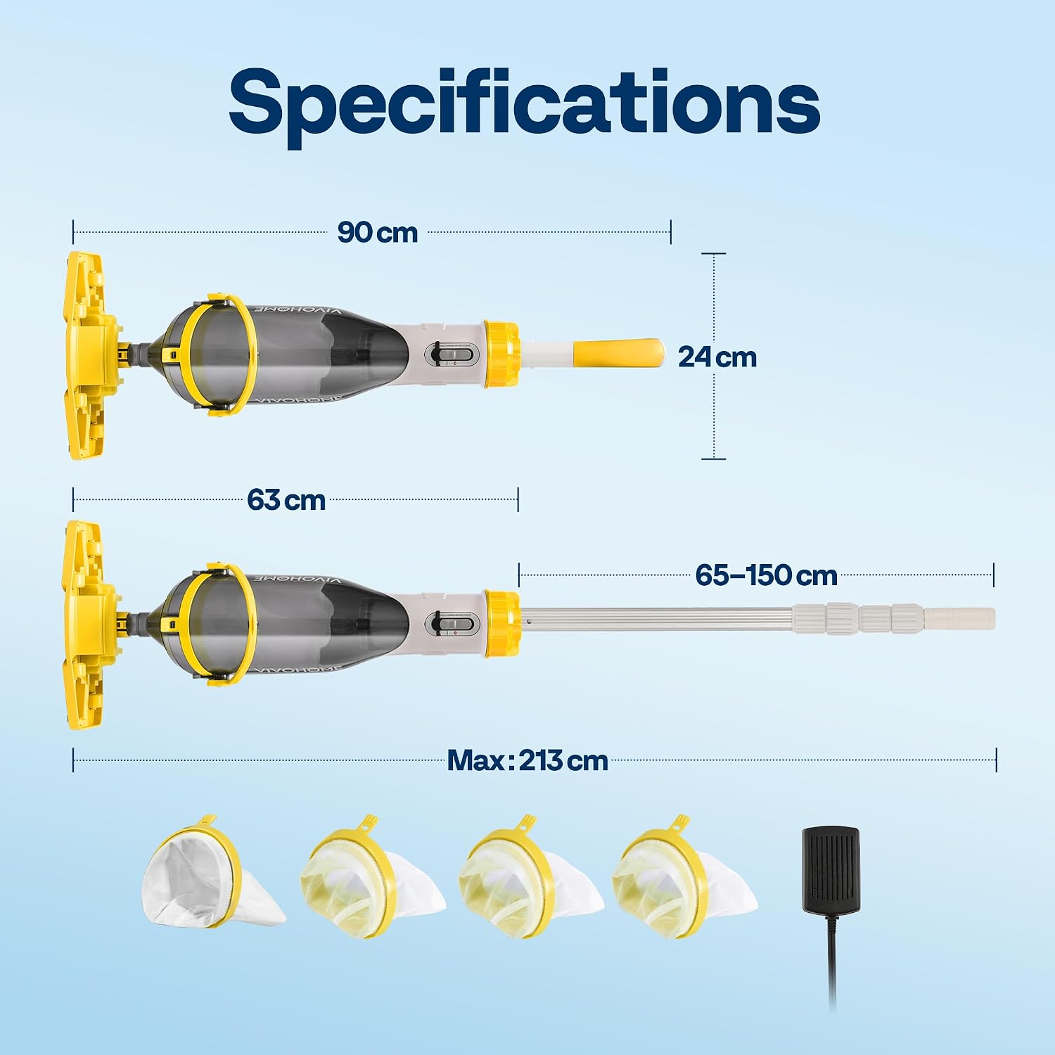 Thumbnail 6 de VIVOHOME Rechargeable Handheld Pool Vacuum Cleaner with Telescopic Pole