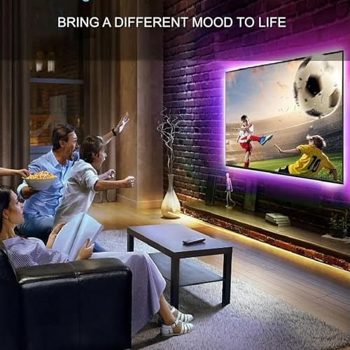 Detalle 2 de Liwqolx Tira LED TV RGB 5 m con 30 LED por metro, app Bluetooth y mando para TV de 65-75 pulgadas