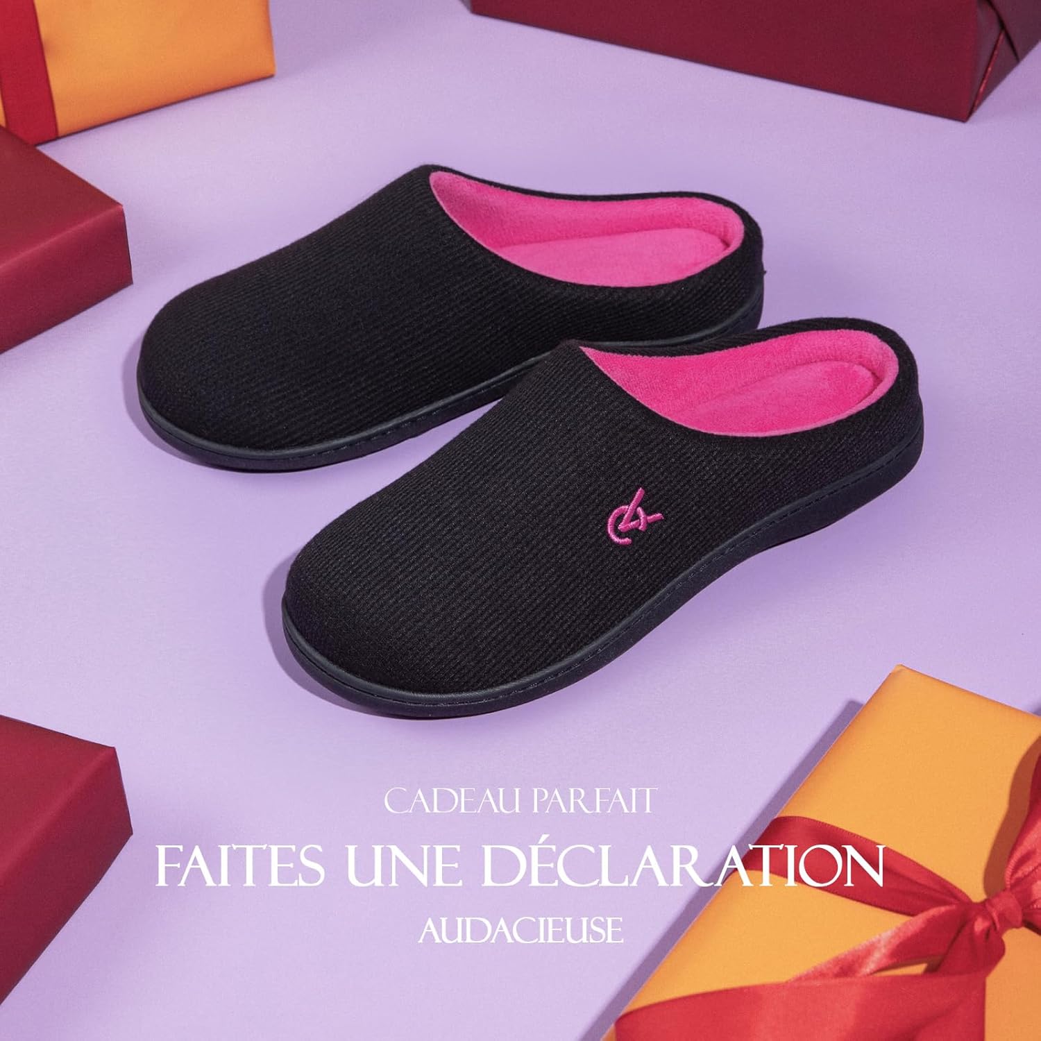 Detalle de VeraCosy Chaussons confortables à deux tons pour femmes