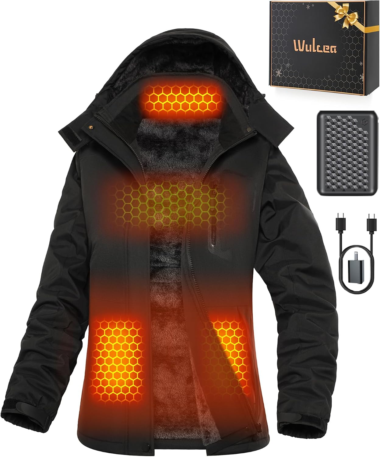 Detalle de Wulcea Graphene Heated Jacket for Women, Fur-Lined with Adjustable Heat