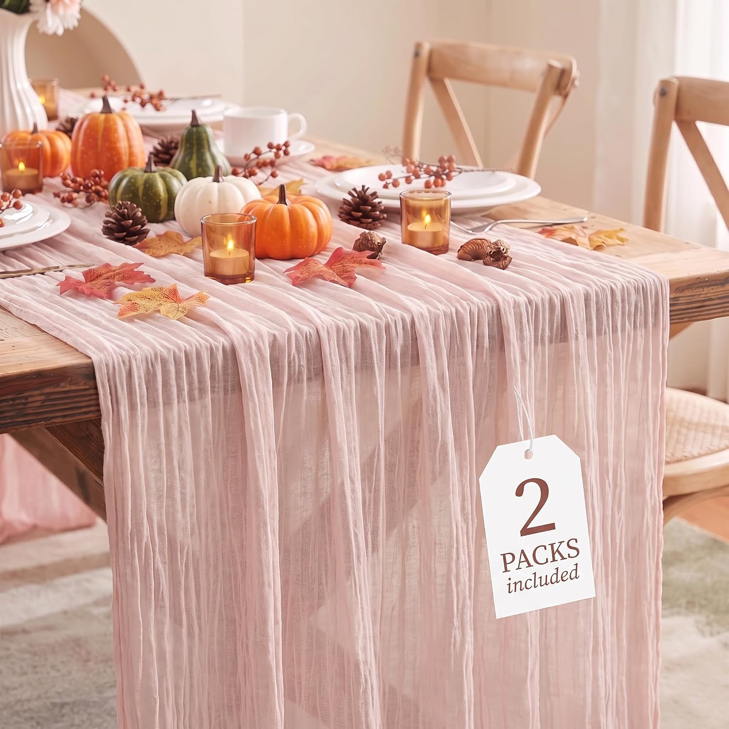Detalle de IVAPUPU 10ft Cheesecloth Table Runner ๐
