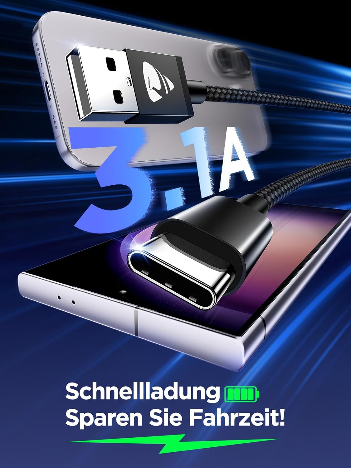 Thumbnail 2 de USB C Kabel 2m 3.1A Schnellladekabel