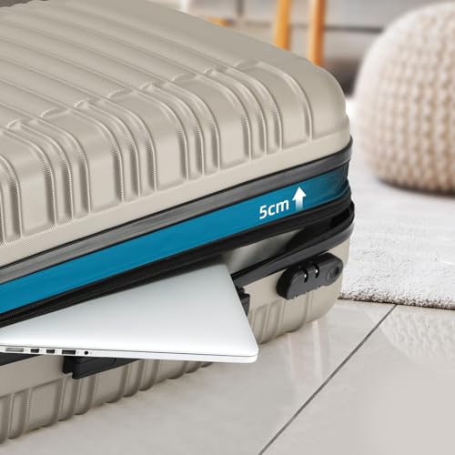 Detalle de BEIBYE Reisekoffer 2088 Hartschalekoffer Größe L – Champagner, ABS-Kunststoff, 75 L