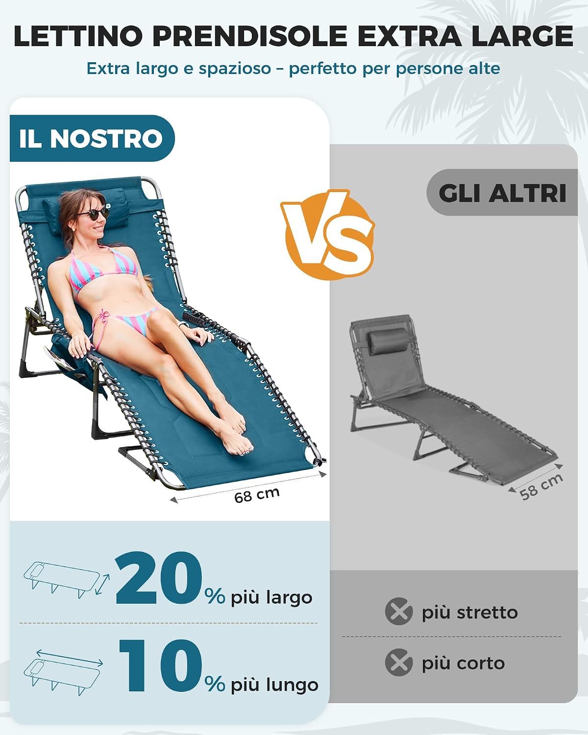 Thumbnail 5 de KingCamp XXL Lettino Prendisole Pieghevole Imbottito 5 Posizioni, fino a 200 kg