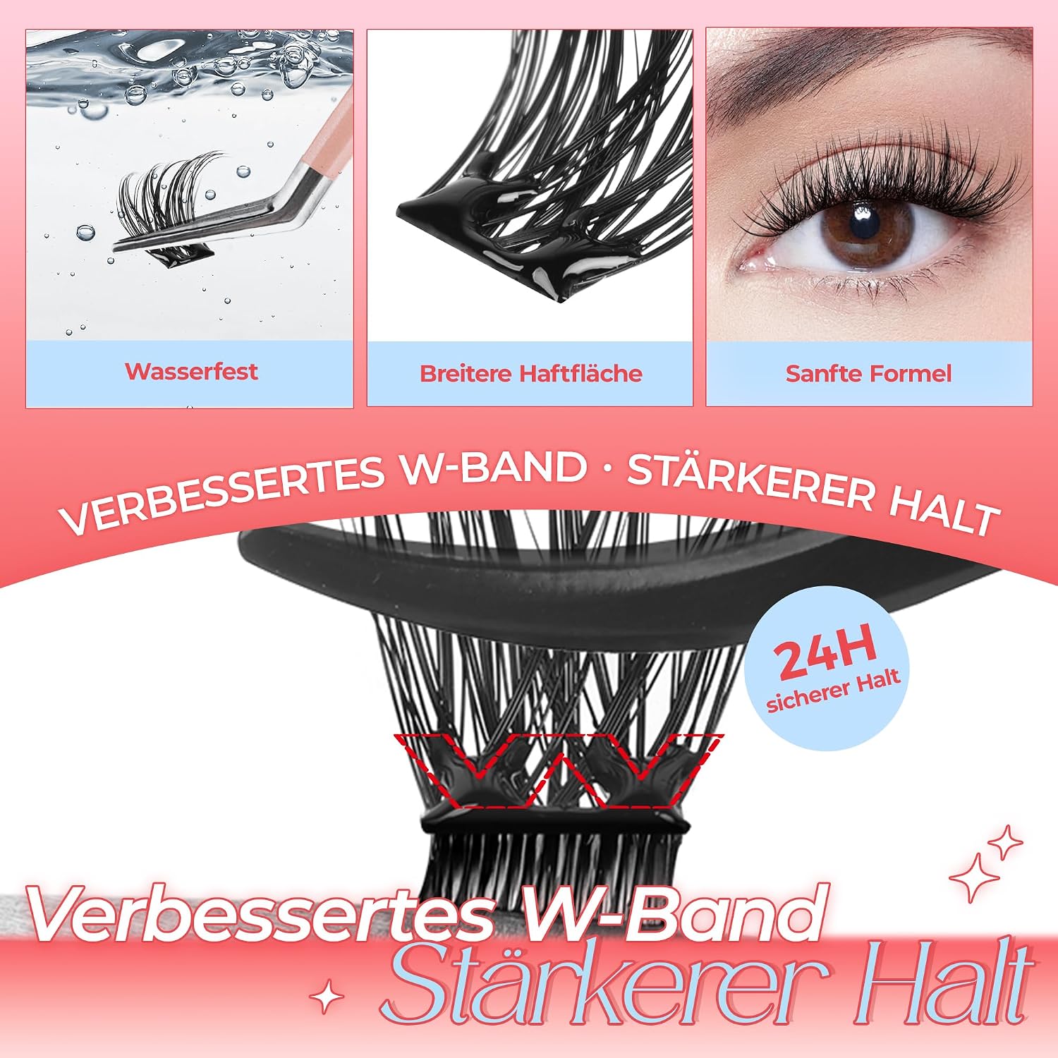 Detalle de LASHVIEW Selbstklebende Wimpern 198 Stück D-Curl – natürlicher Look, wasserfest