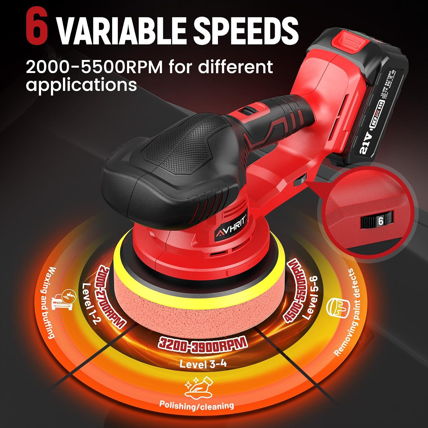Thumbnail 4 de Avhrit Updated Cordless Polisher 5500 RPM