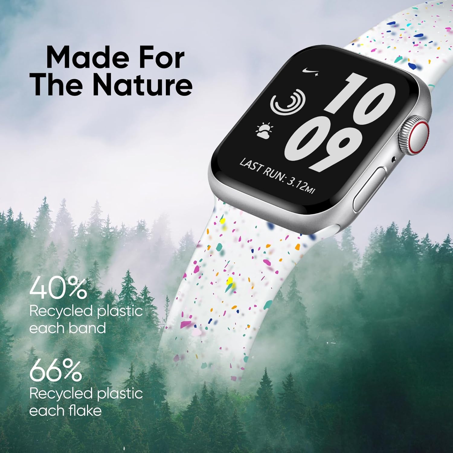 Thumbnail 1 de Superuper Sport Strap for Apple Watch: Recycled Silicone, Speckled Comfort