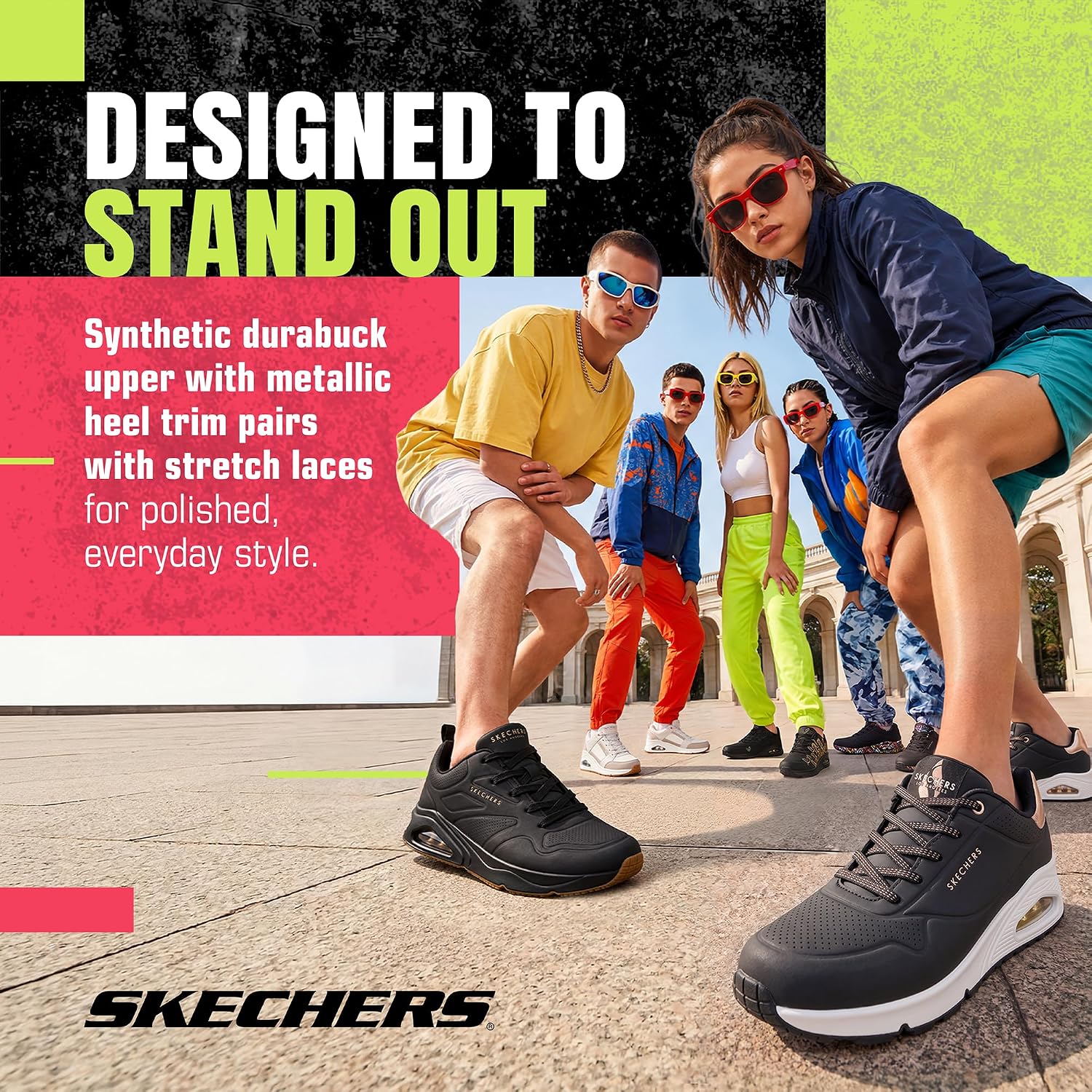 Detalle de Skechers Damen Uno Shimmer Away Sneaker, Schwarz Durabuck, EU 41