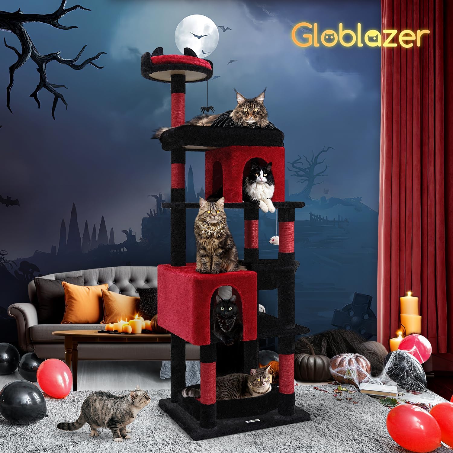 Thumbnail 6 de Globlazer S72 XXL-klösträd, 183 cm med två grottor och sisalstolpar