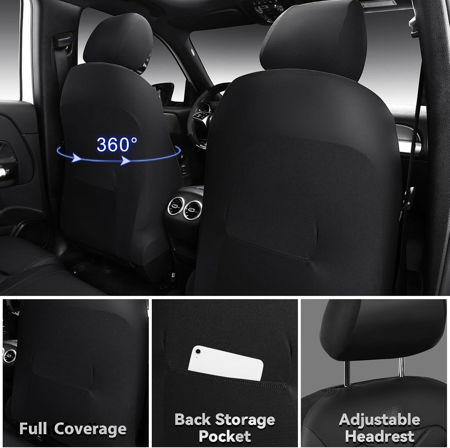 Thumbnail 4 de CAR PASS Luxury Nappa Leather Front Seat Covers — Waterproof 3D Foam