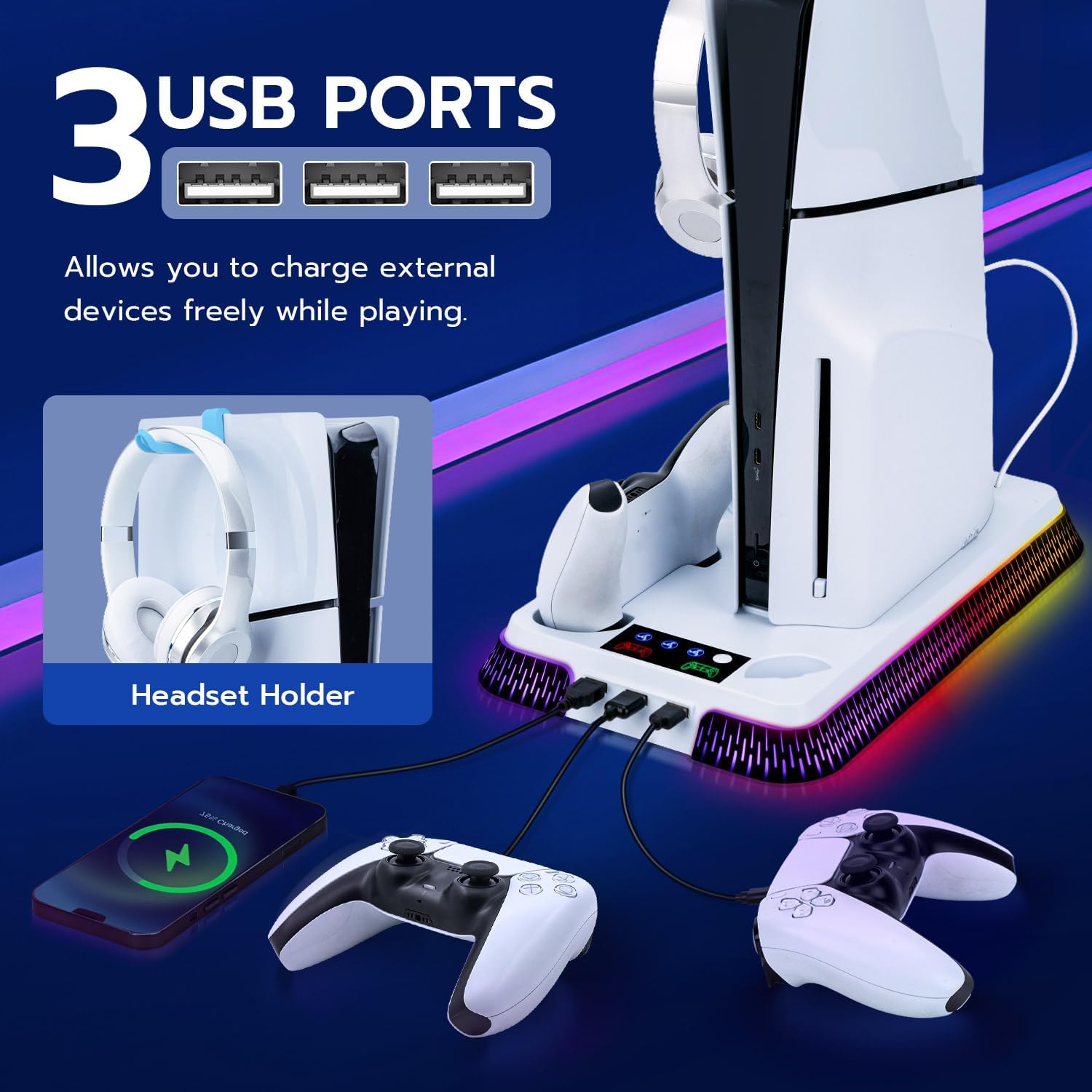 Thumbnail 5 de Tolesum PS5 Standfuß mit Kühlung, Dual-Laden