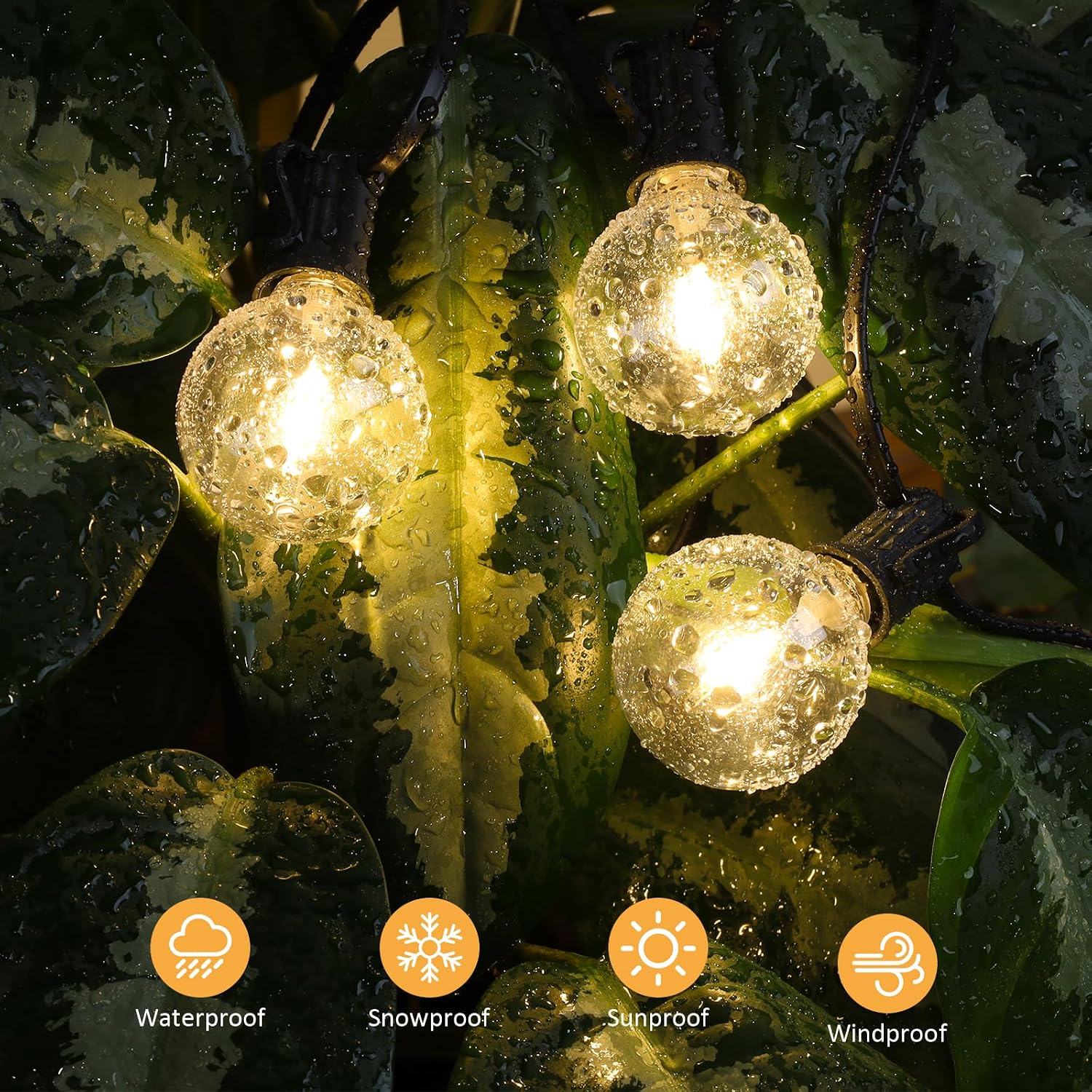Detalle 2 de FARNY G40-ljusslinga för utomhusbruk, 7,6 m, 24 V och varmvitt LED-ljus
