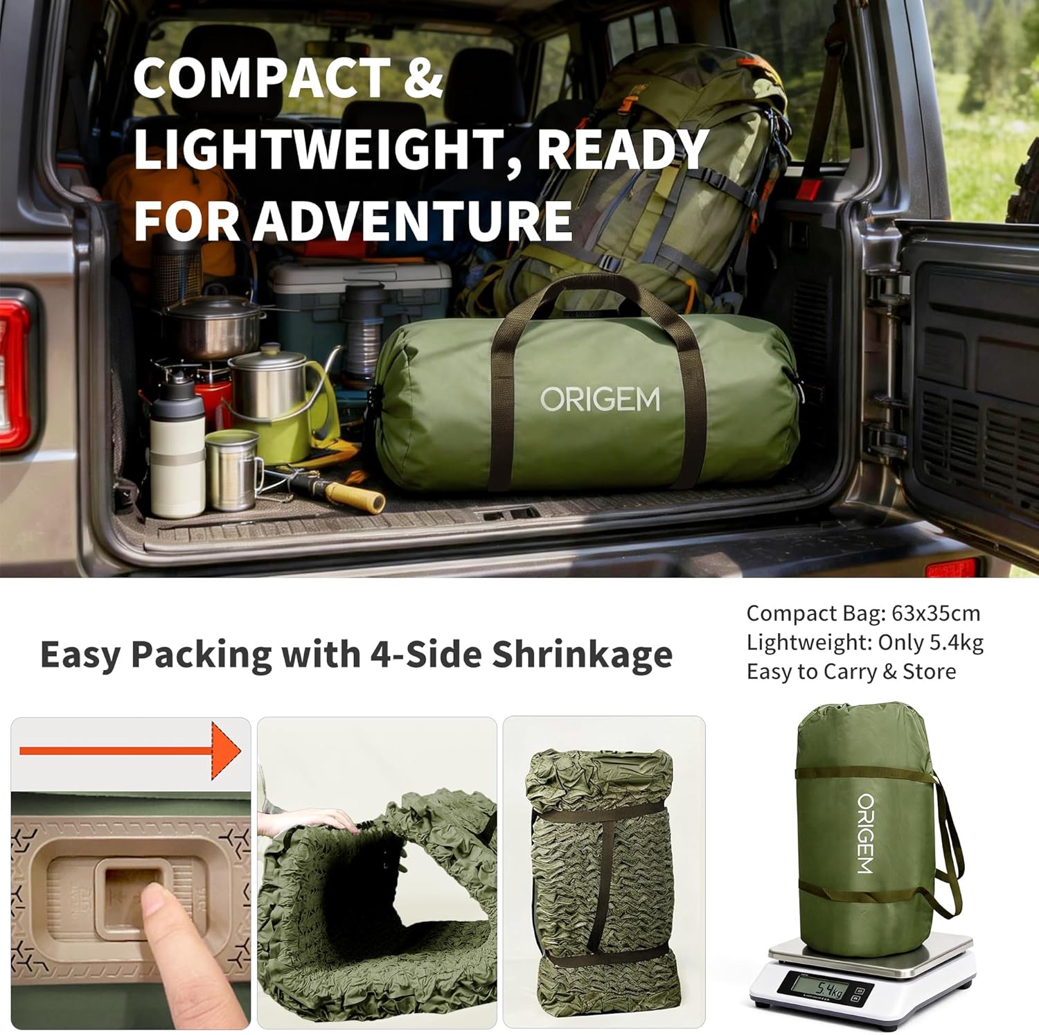 Thumbnail 3 de Origem Luftmatratze Camping 2 Personen 200x140 cm mit Elektrischer Pumpe – Selbstaufblasend, 10 cm Dicke, langlebig