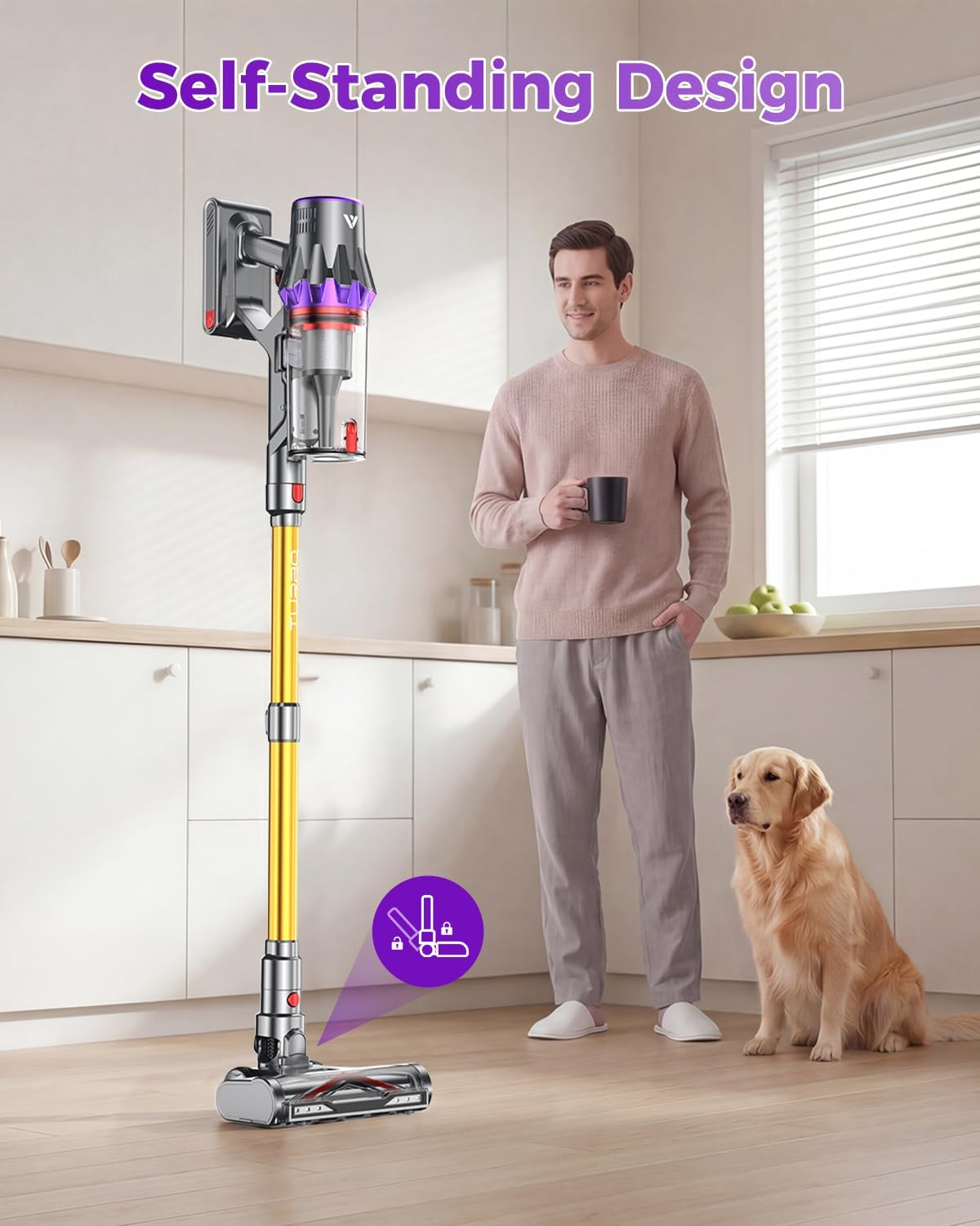 Detalle 2 de coovy SU7 Ultra Cordless Stick Vacuum, 55 kPa Suction, 1.7 L Dust Cup