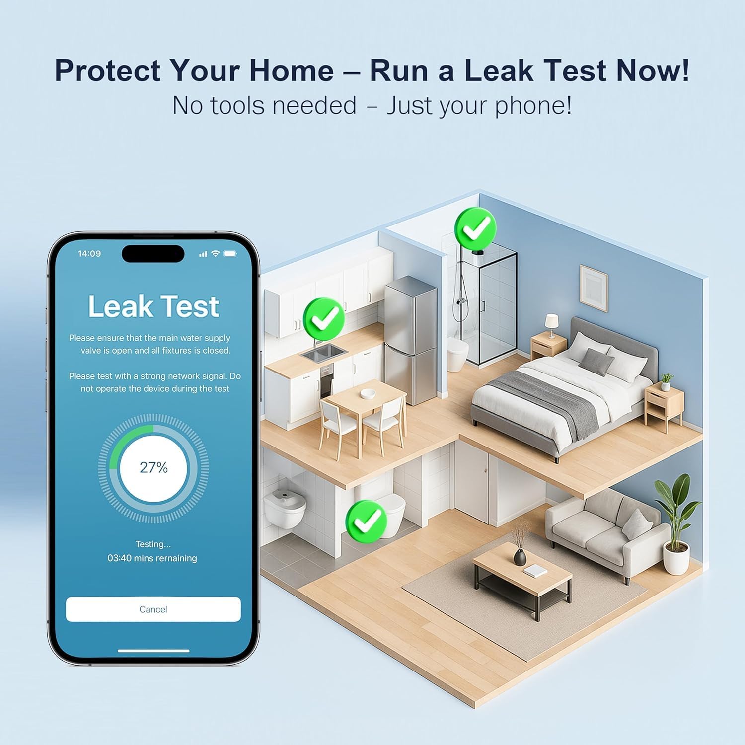Thumbnail 6 de FRIZZLIFE LP365-P Smart Water Monitor & Automatic Shutoff (Ultrasonic Micro Leak Detection, Wi‑Fi/App Control)