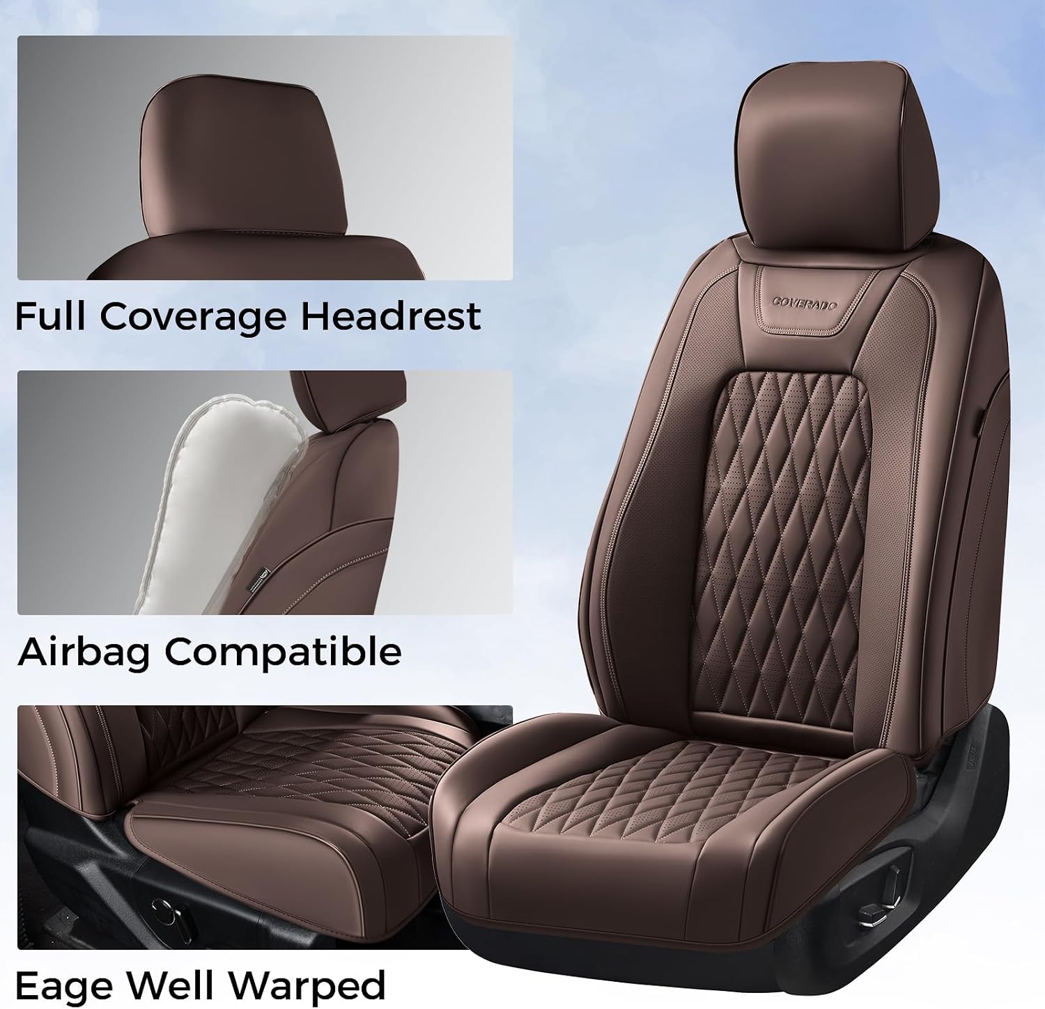 Thumbnail 3 de Coverado Premium Leather Full Set Seat Covers for Ford F-Series Crew Cab (2015-2026): Custom Leather, Heavy-Duty, Waterproof