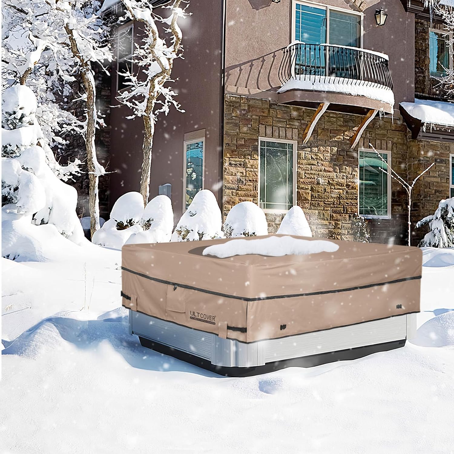 Thumbnail 4 de ULTCOVER UCH Square Hot Tub Cover, 600D Waterproof Brown, 80-Inch