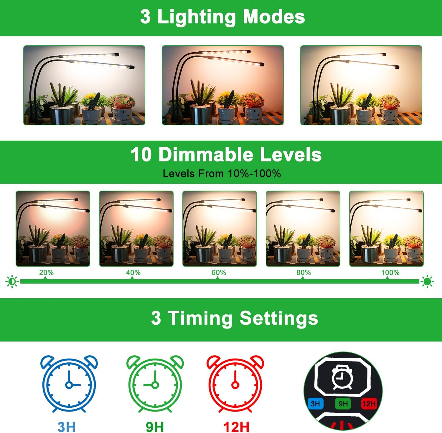 Thumbnail 4 de Niello Lampe pour Plantes 2 têtes 160LED