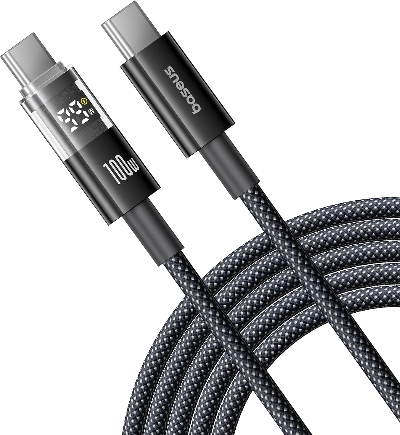 Detalle de Baseus 100W USB-C auf USB-C Kabel mit LED-Display – 1 m, PD Schnellladen