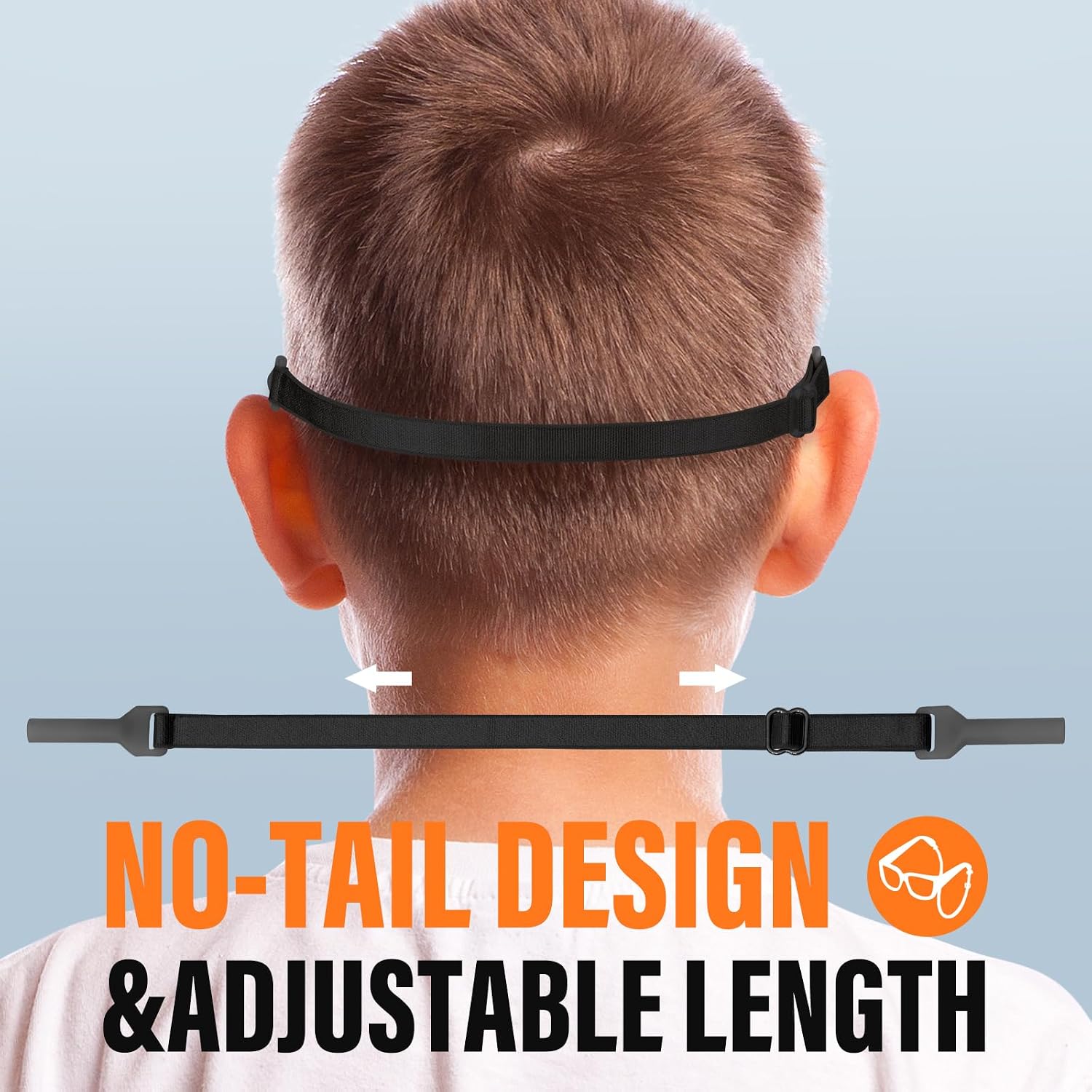 Detalle 2 de Buyisgle Kids Eyeglass Strap, Adjustable Black Silicone Retainer, 4-Pack