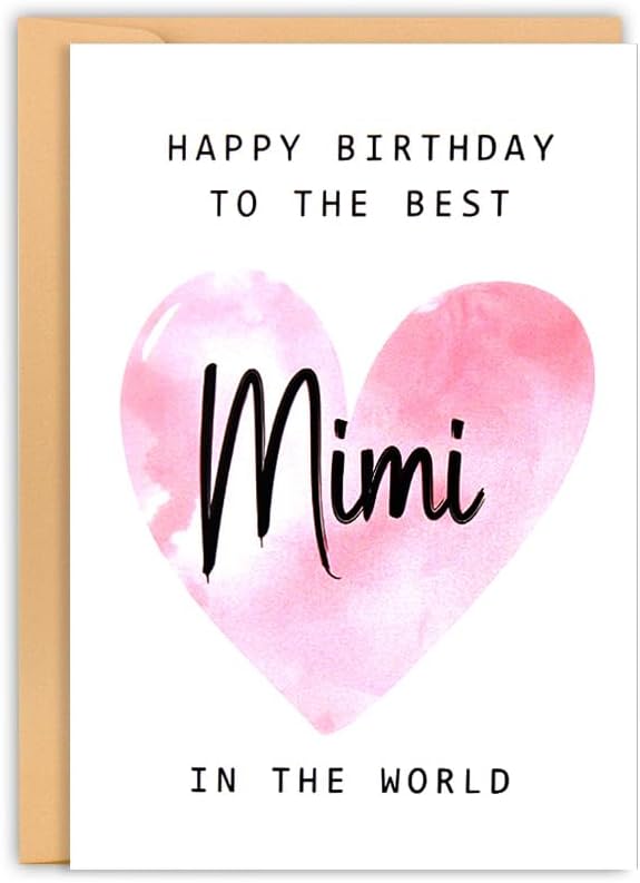 Detalle de Mimi Birthday Greeting Card, Folded Blank Card with Pink Hearts and Brown Envelope