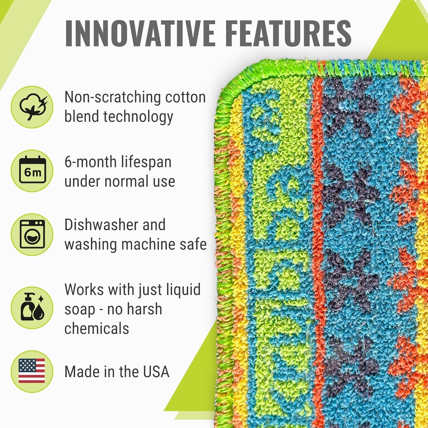 Detalle de Wet-it! Skrubba 3-Pack Reusable Scrubbers — Non-Scratch, Eco-Friendly Dish Sponges