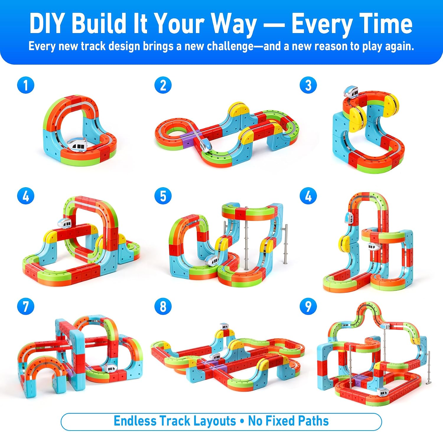 Thumbnail 4 de Hamino Electric Train Set for Kids with Anti-Gravity Magnetic Tracks (38pcs)