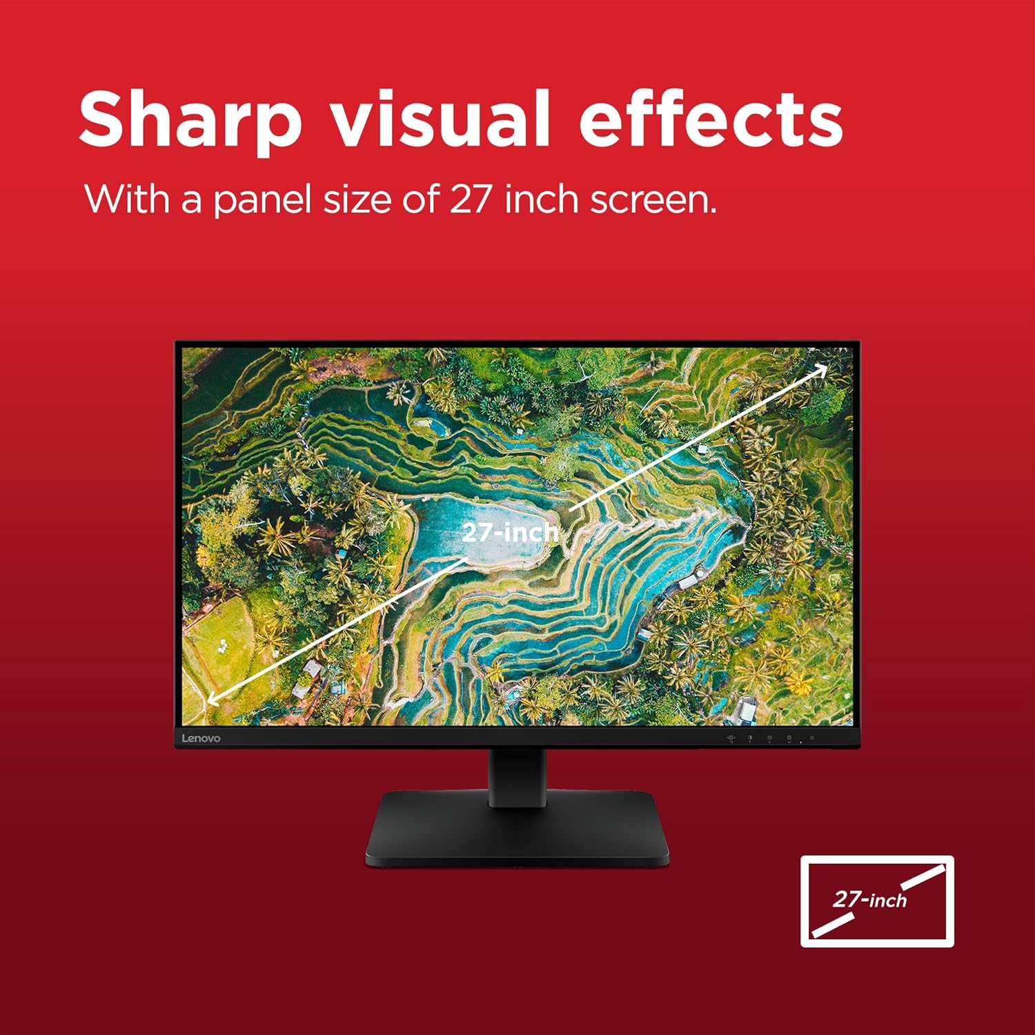 Detalle de Lenovo L27qe 27-inch QHD Monitor: IPS, 100 Hz, VESA Compatible