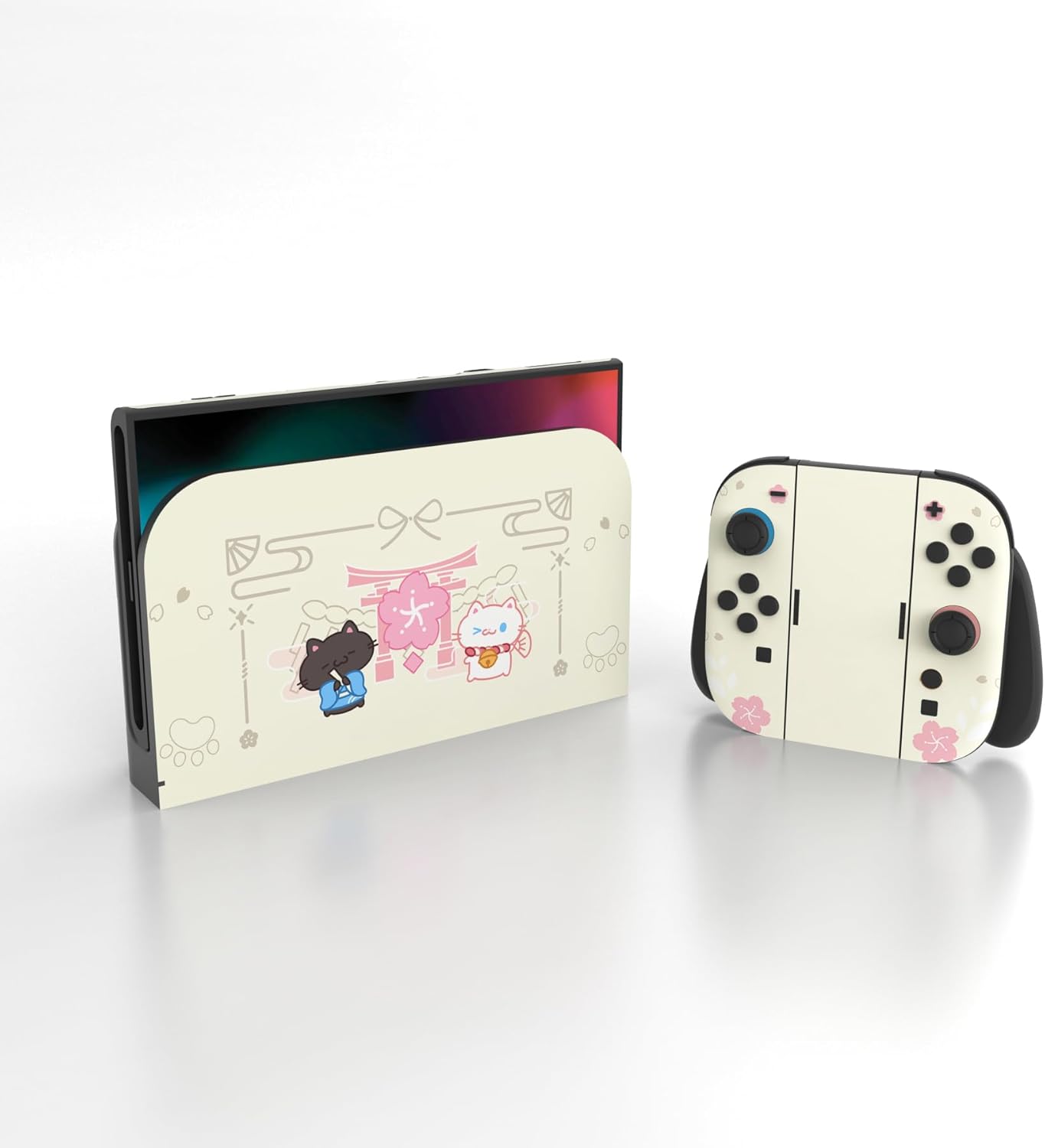 Thumbnail 2 de PlayVital Full Set Protective Skins for Nintendo Switch 2 — Cherry Blossoms Kitten
